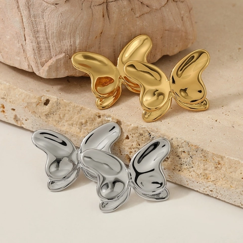 Butterfly Stud Earrings 316 Stainless Steel Mirror Polished Minimalist Sweet Jewelry Gift For Women Hypoallergenic