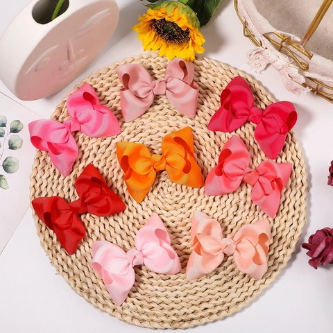 Girls Grosgrain Ribbon Hair Bow Clips Boutique Large Solid Color Barrettes Duckbill Hairpins Hair Accessories For Toddlers