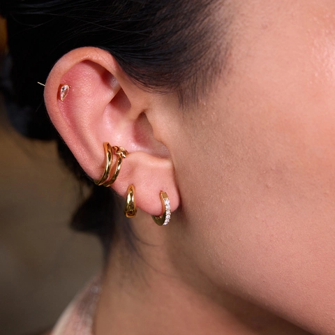 Roestvrijstalen Ster Oormanchetten Hoop Oorbellen Zirkoon Verguld Zonder Piercing Sieraden Minimalistische Mode Dames
