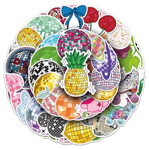 Autocollants Décoratifs Boule Disco PVC Imperméable Rétro Mosaïque Miroir Autocollants Pour Ordinateur Portable Téléphone Bagage