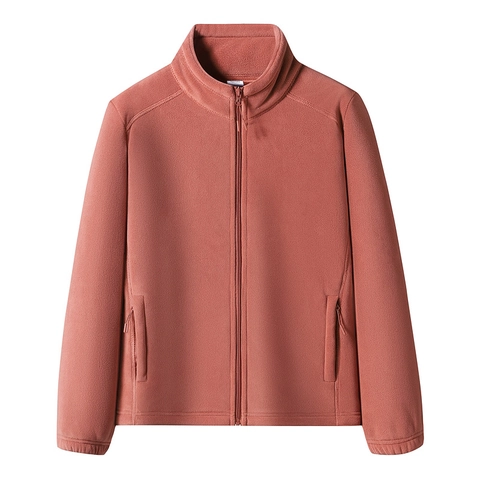 Fleece Jacket Polyester Spandex Thickened Polar Fleece Warm Stand Collar Full Zip Outdoor Casual Coat For Men And Women