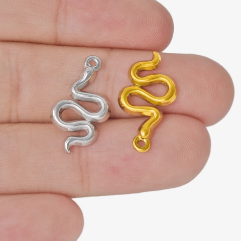 Snake Pendant 304 Stainless Steel Vacuum Plated 18K Gold Tone DIY Jewelry Making Charms Elegant Fashion Accessories