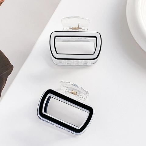 Small Square Hair Claw Clip Acrylic Transparent Geometric Border Hairpin For Half-Tie Updo For Women Kids Elegant Fashion
