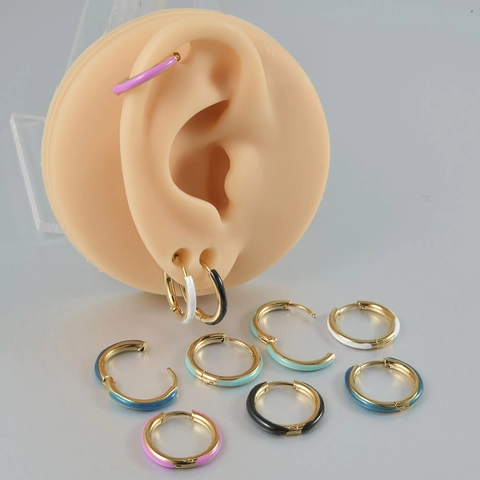 Zoete Roestvrij Staal Dopamine Gekleurde Huggie Hoop Oorbellen Verguld Emaille Druppel Olie Ronde Geometrische Oorbellen Voor Vrouwen