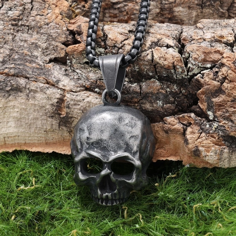 Collana Con Ciondolo A Teschio 316L Acciaio Inossidabile Vintage Biker Punk Gotico Lucidato Retrò Per Uomini Donne