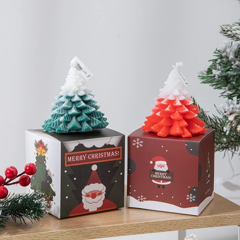 Vela Aromática con Forma de Árbol de Navidad Mezcla de Cera de Soja Vela de Aromaterapia para Decoración del Hogar