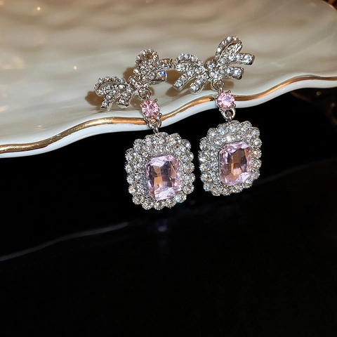 Boucles d'Oreilles à Gland en Zirconia Vintage Français Luxueux Élégant Boucles d'Oreilles Pendantes en Cuivre Avec Tige en Argent Sterling 925 pour Femme