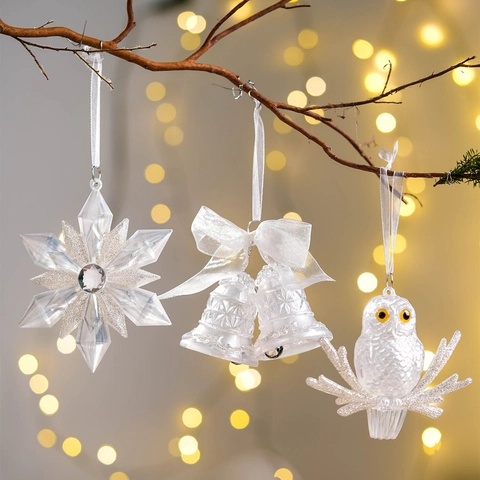 Christmas Tree Decorations Christmas New Transparent Pendant Creative Christmas Ornaments Glitter Christmas Snowflake Bell Pendant