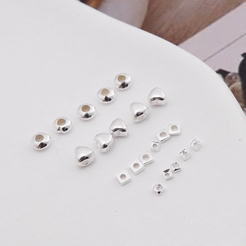 S925 Sterling Silber Herz Quadrat Untertasse Abstandsperlen Für DIY Armband Halskette Schmuckherstellung