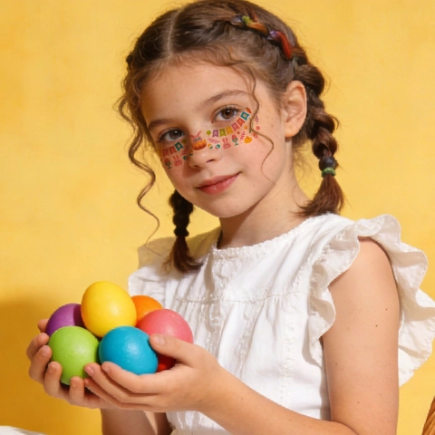 Easter Face Temporary Tattoos Water Transfer Bunny Egg Freckle Stickers Cute Party Decoration For Kids