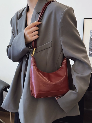 Damen Achseltasche Glänzend PU Leder Halbmond Hobo Schulter Handtasche Mit Goldener Hardware Für Mode Pendler