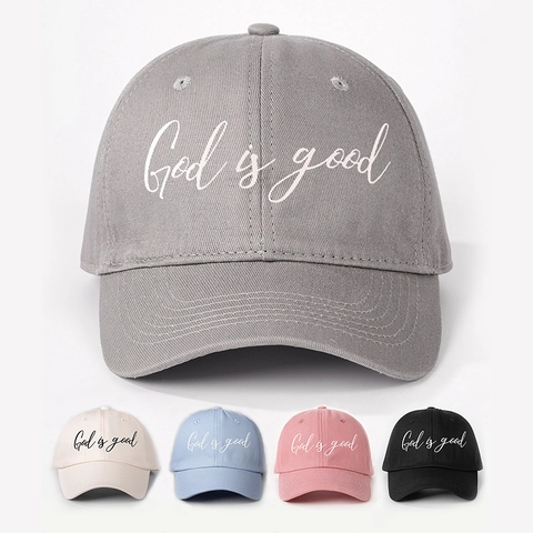God Is Good Printed Baseball Cap Adjustable Polyester Twill Sun Hat For Outdoor Casual Sports Curved Brim Vintage Style