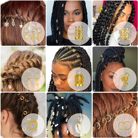 Gioielli Per Capelli Trecce Anelli Lega Metallo Fermagli Per Capelli Charms Per Dreadlocks Accessori Per Capelli DIY Forme Miste Oro Argento