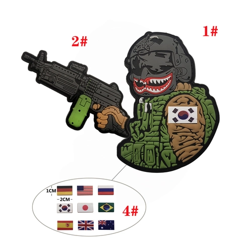 Militär Taktische Moral Patches PVC Gummi Klettverschluss Abzeichen Für Rucksäcke Hüte Jacken Helm Maschinengewehr Flaggen