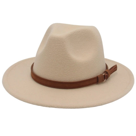 Chapeau Fedora Vintage À Bord Large En Feutre De Polyester Avec Ceinture En Cuir Boucle Métallique Pour Hommes Femmes