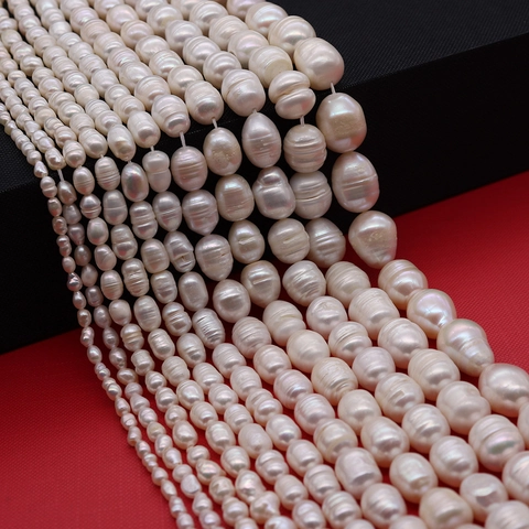 Grade A Natural Freshwater Pearl Loose Beads Rice Shape Baroque Style Threaded For DIY Jewelry Making Accessories Necklace Bracelet
