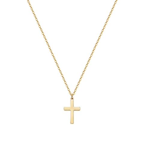 Minimalistische Kreuz Anhänger Halskette Edelstahl 18K Vergoldet Einfache Polierte Verstellbare Kette Modeschmuck Unisex
