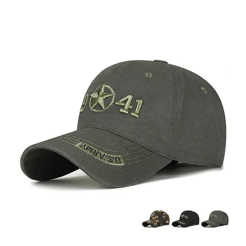 Casquette De Baseball Coton Style Militaire Tactique 1941 Broderie Étoile Réglable Chapeau Protection Solaire Extérieur