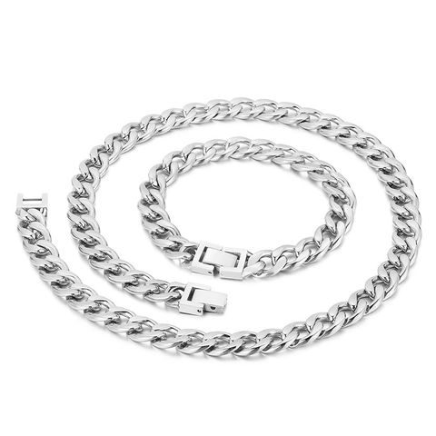Collana A Catena A Maglia Cubana Da Uomo In Acciaio Inossidabile Lucidato Hip Hop Punk Gioielli Urbani