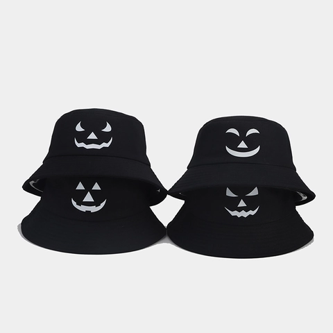 Halloween Leuchtender Anglerhut Kürbis Geistergesicht Im Dunkeln Leuchtend Fischerhut Baumwolle Sonnenhut Für Unisex Party Cosplay