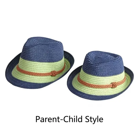 Summer Straw Fedora Hat Sun Protection Foldable Beach Jazz Cap For Men Women Kids Breathable Travel