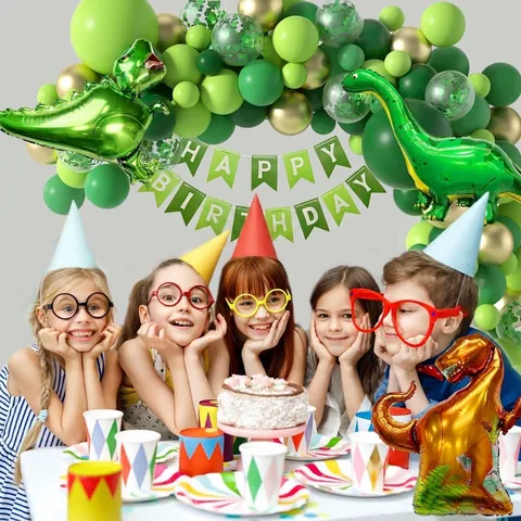 Decorazioni Per Feste A Tema Dinosauri Palloncini In Lattice E Alluminio Verde Ghirlanda Arco Banner Happy Birthday Bambini
