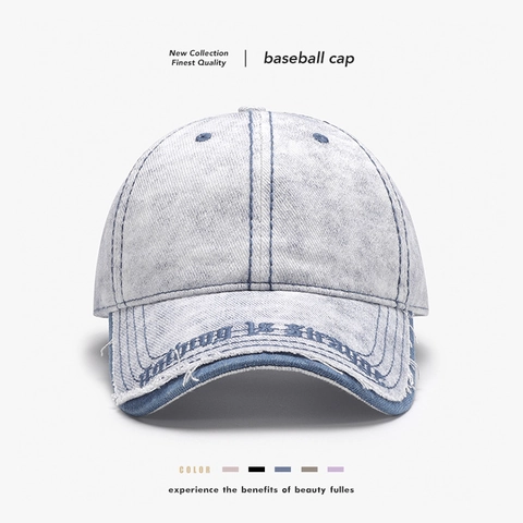 Casquette De Baseball En Denim Délavé Vintage Broderie Lettre Chapeau De Soleil Réglable En Coton Pour Hommes Et Femmes