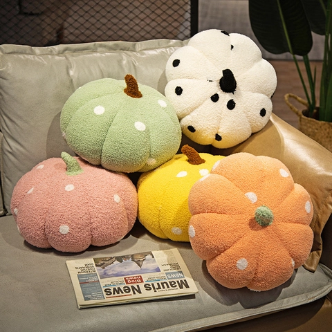 Kürbis Kissen Polka Dot Teddy Fleece Sherpa Weiches Plüschtier Home Sofa Dekor Ins Stil Halloween Geschenk