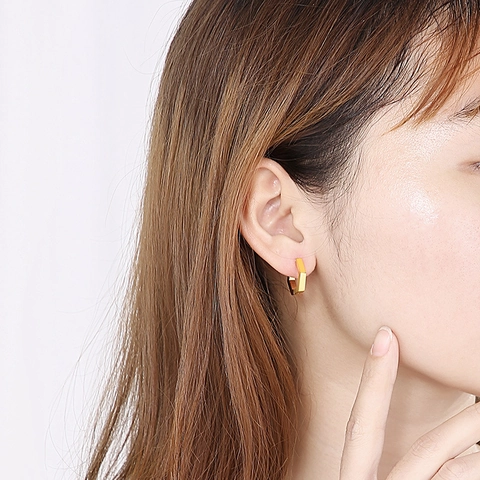 Hexagon Hoop Earrings Stainless Steel Geometric Minimalist Huggie Earring Minimalist Fashion Jewelry Unisex
