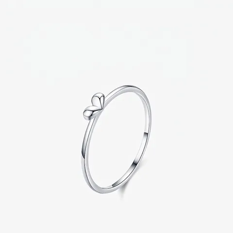 Herzform Ring 925 Sterling Silber Minimalistischer Polierter Schmuck Geschenk Für Frauen Mädchen Zart Winzig Stapelbar