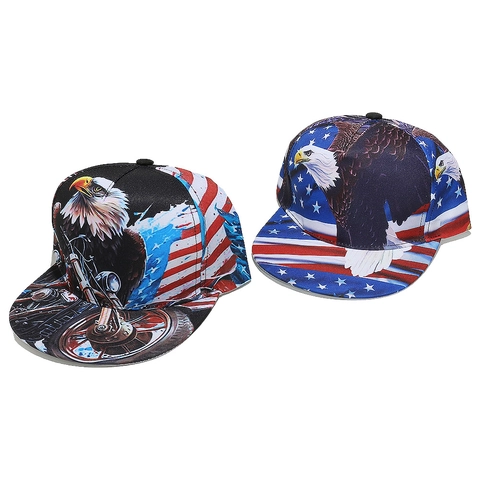 Hip Hop Snapback Pet Polyester Platte Rand Honkbalpet Met Amerikaanse Vlag Adelaar Dollar Eend Ruimte Sterrenhemel Print Zomer Outdoor Streetwear Pet