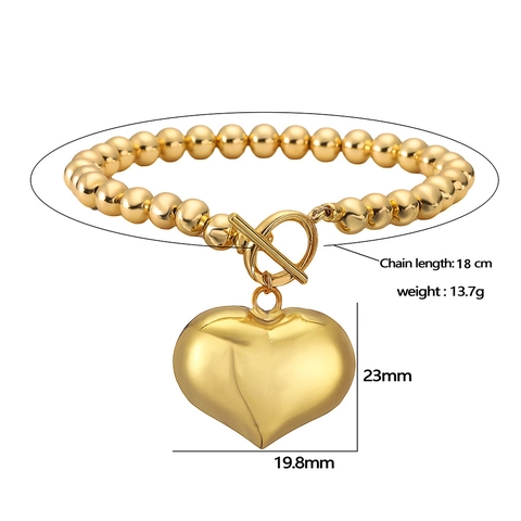 Retro Kupfer Rundperle Herz Schmuck Für Damen Gold Silber Galvanisiert OT Verschluss Halskette Armband Mode Accessoire Geschenk