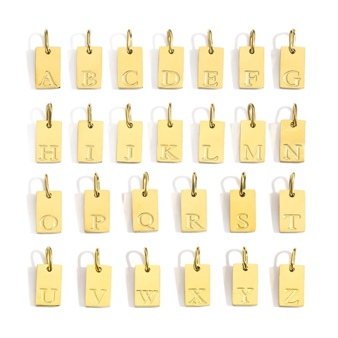 Collana Pendente Iniziale Alfabeto Acciaio Inossidabile Placcato Oro 18K Piastra Quadrata Gioielli Di Moda Minimalista Donna