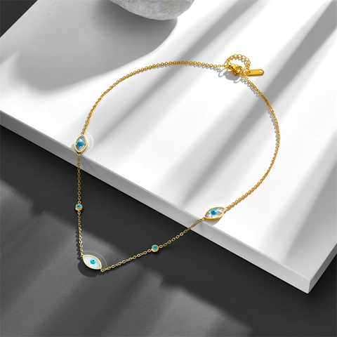 Boze Oog Hanger Ketting 18K Verguld Roestvrij Staal Elegante Sieraden Voor Dames