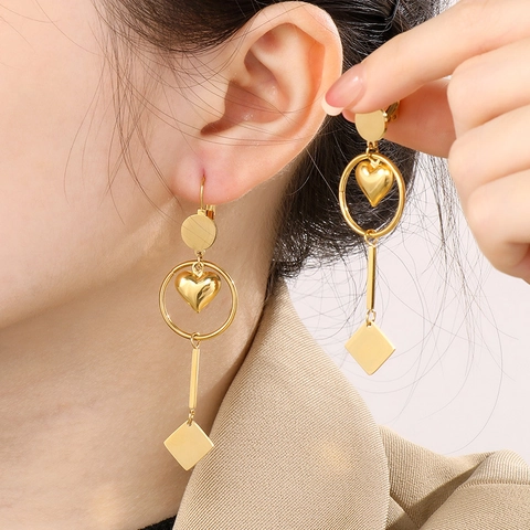 Pendientes Colgantes Geométricos De Acero Inoxidable Para Mujeres Joyería De Moda Elegante Gota Larga Hipoalergénica