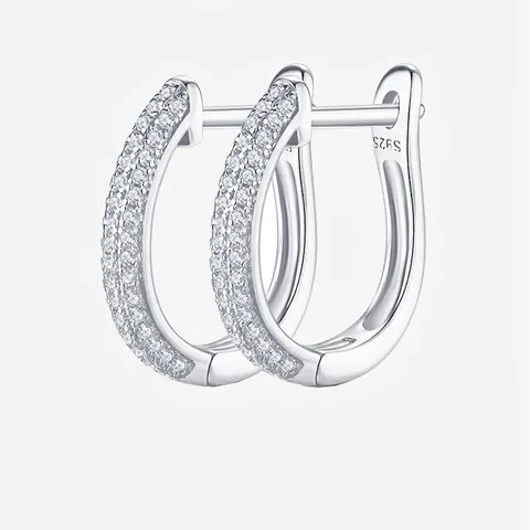 925 Sterling Silver Moissanite Hoop Earrings For Women Luxury Pavé Inlaid Huggie Earrings Gold Rose Gold Plated Jewelry Gift