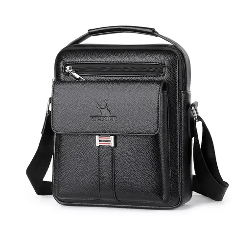 Borsa A Tracolla Da Uomo Pelle PU Impermeabile Multi Tasche Business Casual Borsa A Spalla Grande Capacità Con Porta USB