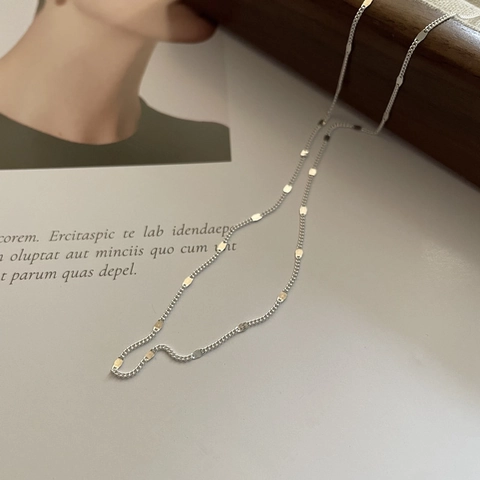 S925 Sterling Silver Glistening Sequined Necklace French Minimalist Dainty Disc Choker Adjustable Clavicle Chain Women Jewelry