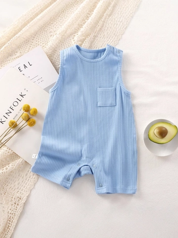 Baby Romper Ribbed Cotton Sleeveless Summer Jumpsuit With Snap Buttons For Newborn Infants Casual Outfit