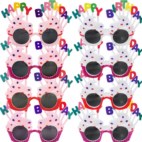 Novelty Birthday Party Sunglasses Funny Cupcake Sunflower Dollar Symbol Shape Photo Props Plastic Eyewear For Kids Adults