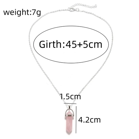 Hexagonal Prisma Anhänger Halskette Naturkristall Stein Punkt Kugelform Legierung Kette Boho Schmuck Für Frauen