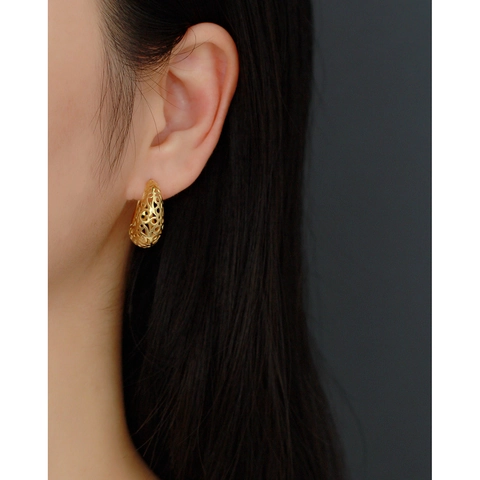 Pendientes De Aro Con Patrón Calado Plata De Ley 925 Diseño Geométrico Hebilla Huggie Para Mujer Joyería De Moda
