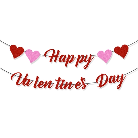 Valentinstag Party Dekoration Papier Banner Set Glitzer Herz XOXO BE MINE Girlande Für Hochzeit Jubiläum Verlobung