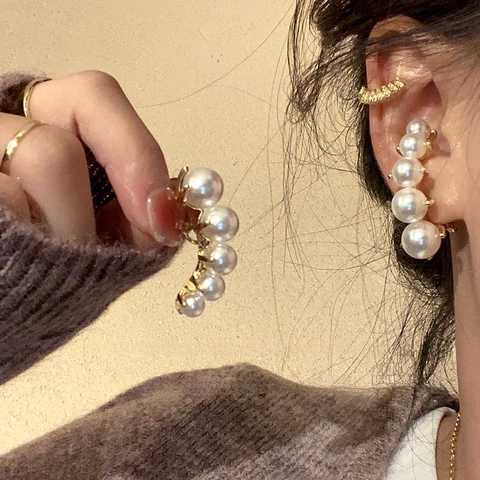 Arc Künstliche Perle Ear Climber Ohrstecker Vergoldet Geometrische Runde Gradient Künstliche Perlen Mit Silber Ohrstecker Für Frauen