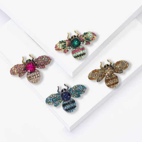 Vintage Bij Broche Legering Strass Kristal Insect Reversspeld Kostuum Accessoires Mode Sieraden Ornament Voor Dames