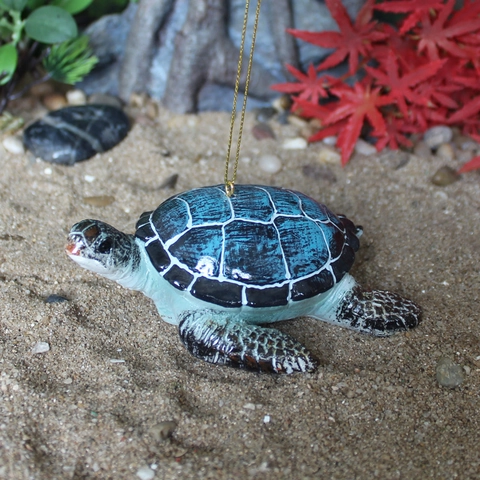 Realistic Resin Sea Turtle Figurine Ocean Animal Ornament For Home Garden Micro Landscape Blue Coastal Decor