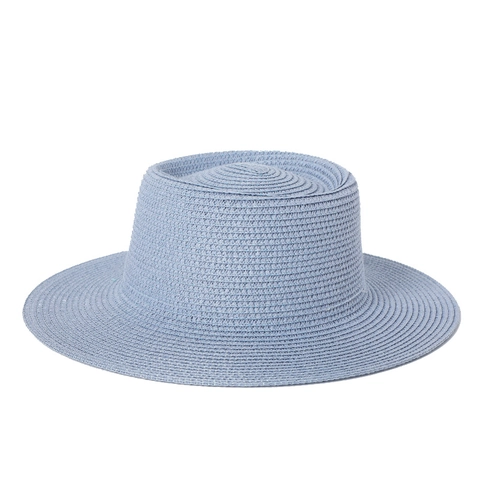 Cappello Paglia Boater Protezione Solare Estate Spiaggia Tesa Larga Cima Piatta Traspirante Regolabile Aperto Per Uomini Donne