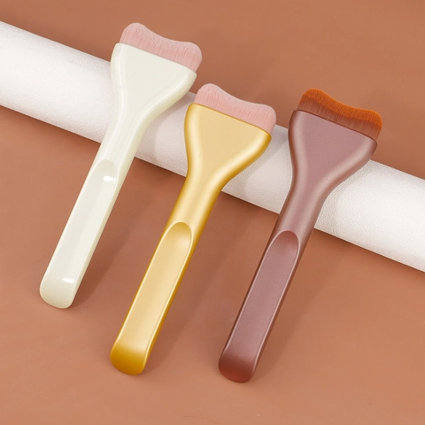 Foundation Pinsel Zungenform Flachkopf Kunstfaser Nahtloses Gesicht Make Up Tool Dünn Breit Tragbar Griff