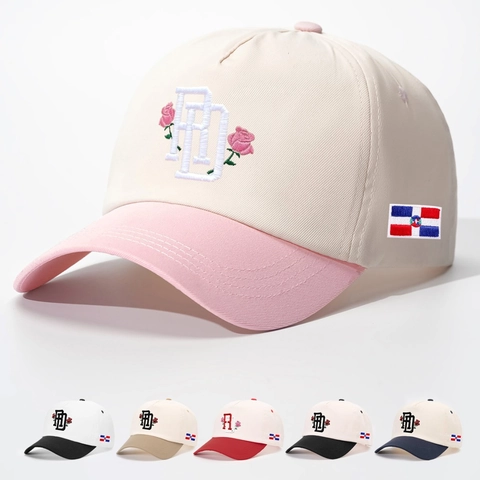 Cappello Da Baseball Ricamato Con Lettere RD E Rosa Colore A Contrasto Regolabile Vintage Da Esterno Poliestere