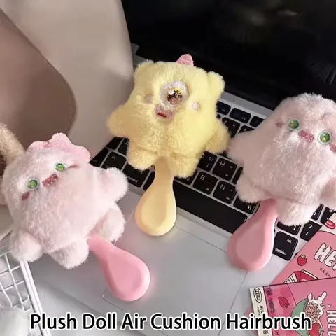 Spazzola Per Capelli Con Cuscino D'aria In Peluche Mostro Del Fumetto Carino Massaggio Del Cuoio Capelluto Portatile Per Ragazze